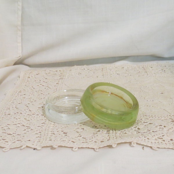 Antique Green Vaseline Glass Furniture Coaster With Clear Glass Furniture Coaster Uranium Glass Furniture Slides L3