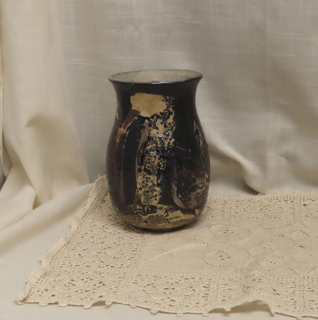Vintage Studio Pottery Vase Hand Thrown Pottery Vase Drip Rutile Glaze ...