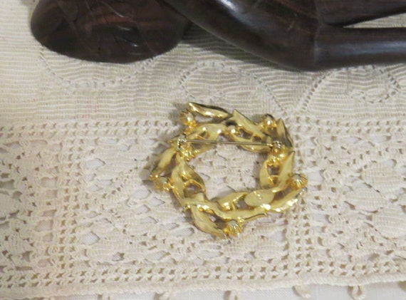 Vintage Lorraine Marsel Brushed Gold Faux Pearls … - image 4