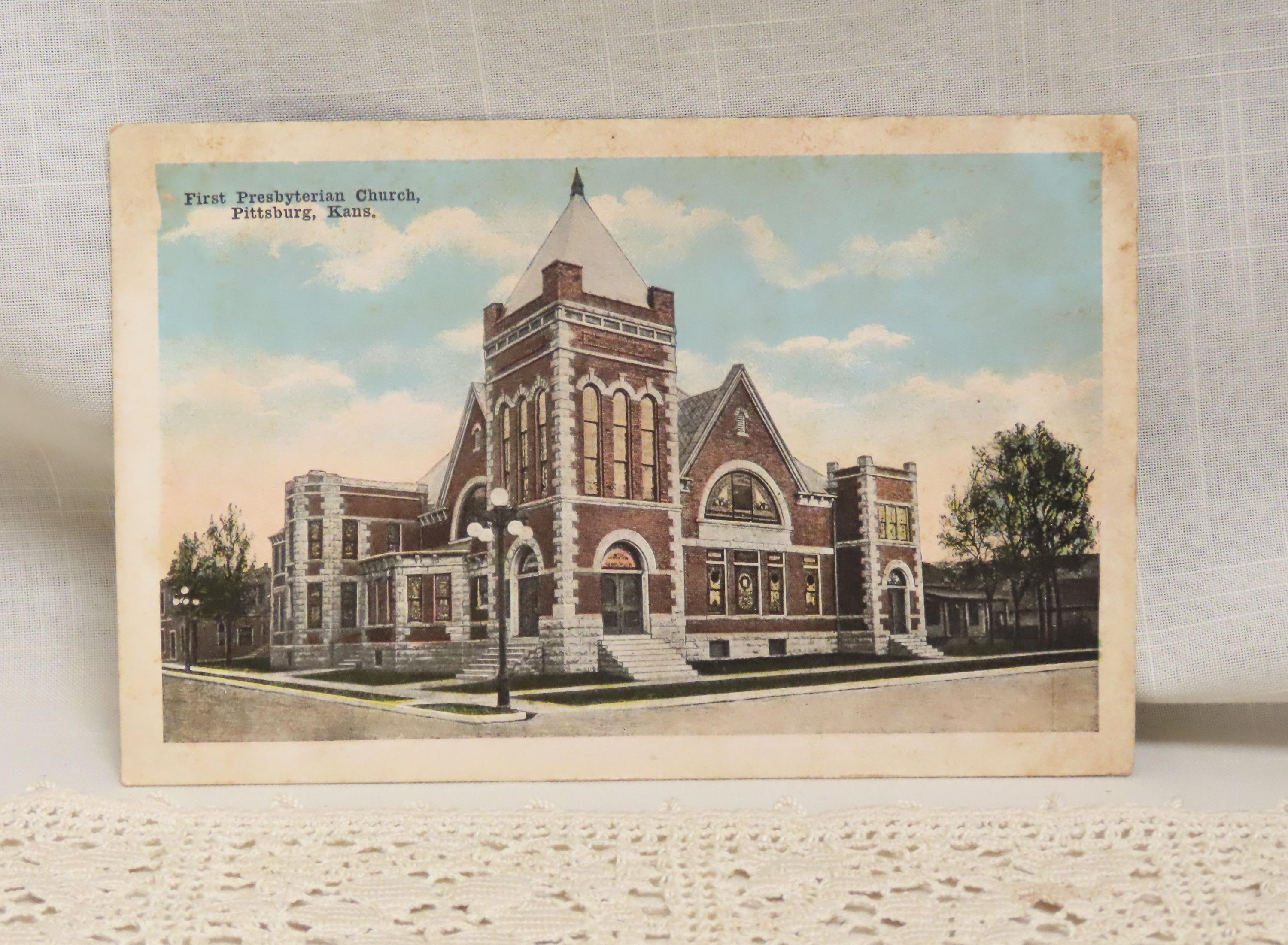 アンティーク ポストカード 第一長老派教会 ピッツバーグ カンザス州