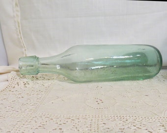 Antique Blown Glass Soda Bottle Hutchinson Bottle Hutch Bottle Green Glass Bottle Applied Lip Bottle Torpedo Bottle