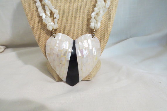 Vintage Mother Of Pearl Demiparure Necklace Pierc… - image 2