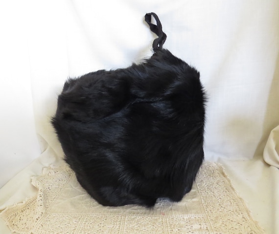 SALE Antique Genuine Fur Muff Black Fur Muff Vict… - image 1