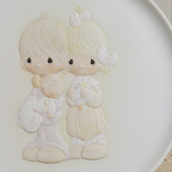 SALE Vintage Precious Moments Plate Rejoicing With You Bill Biel Sam Butcher E-7172 Enesco Hand Painted Porcelain Bisque