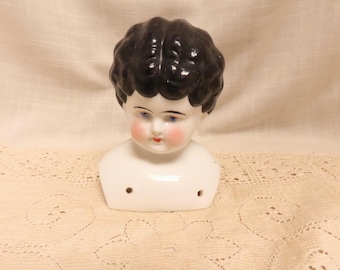Vintage German Porcelain China Doll Head by Hertwig and Company