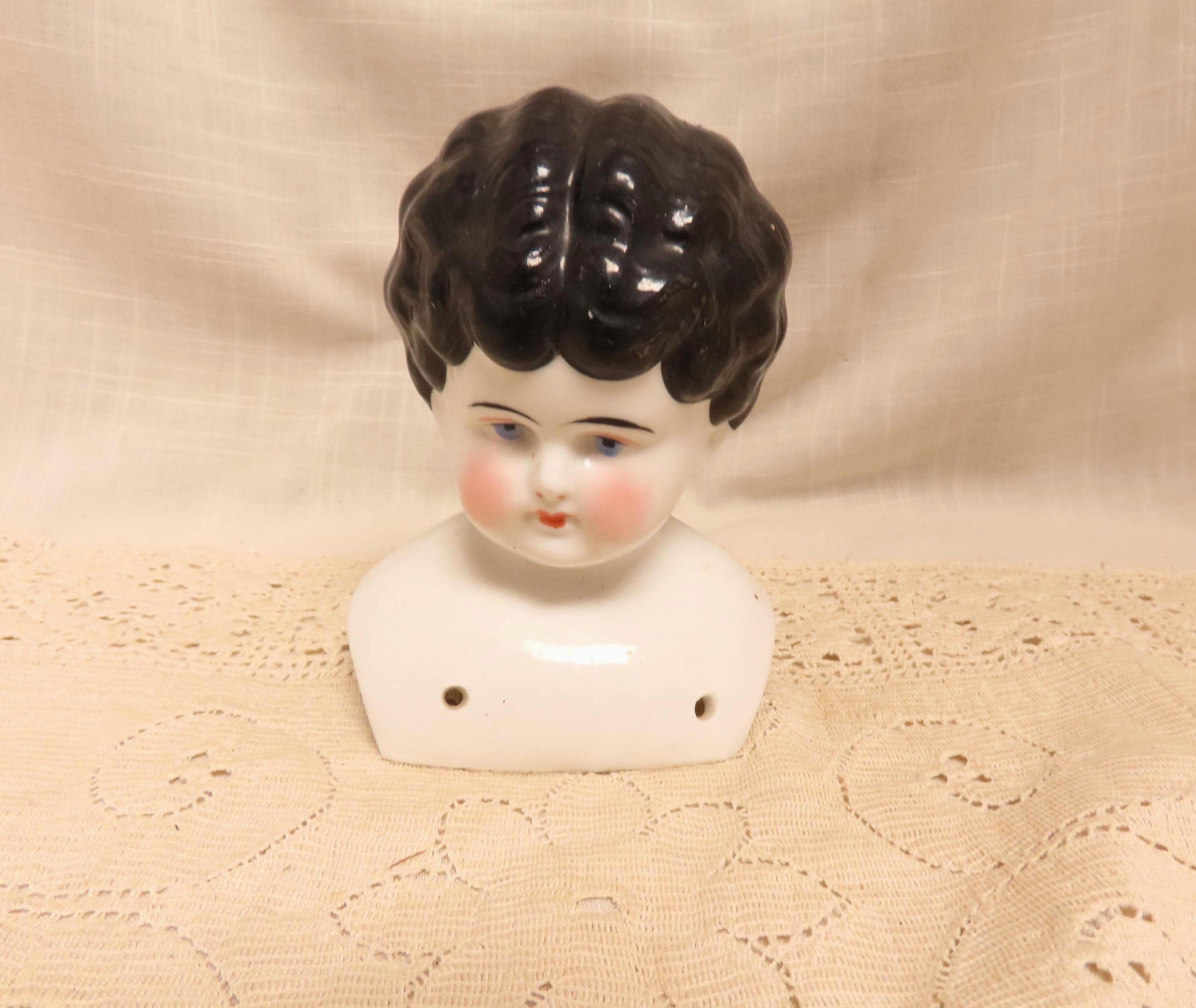 Antique Hand Painted Large China Doll Head Conta & Boehme Germany