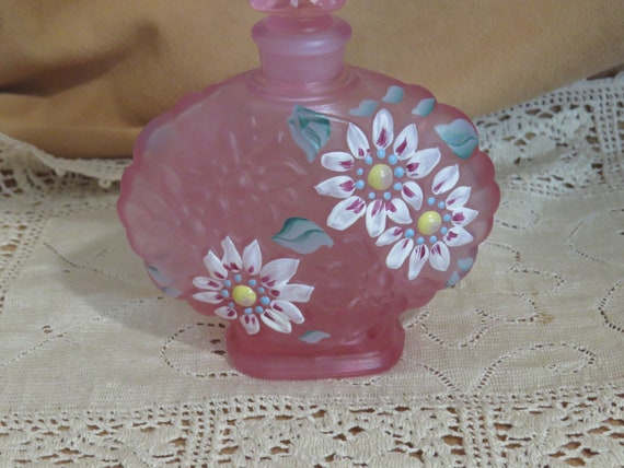 Vintage Fenton Perfume Bottle Hand Painted Artist… - image 2