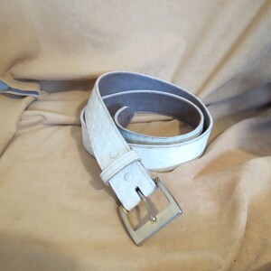 Vintage Genuine Ostrich German Silver Justin Belt Vintage Justin Genuine Ostrich Leather Belt Size 36 Tan  main image 2