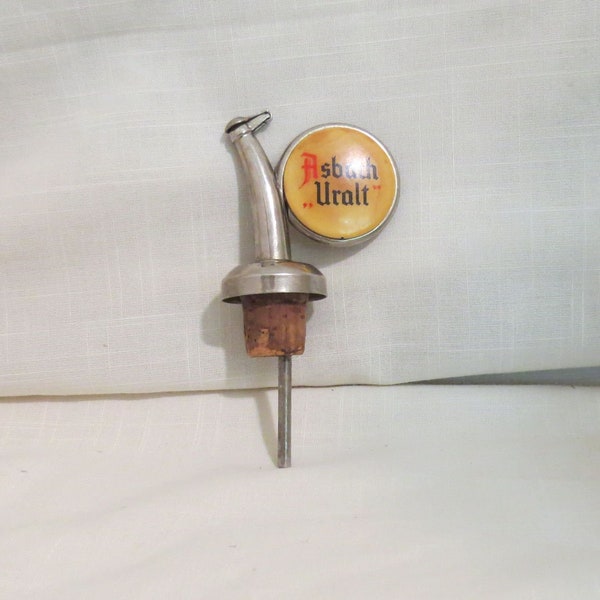 Vintage Advertising Asbach Uralt Brandy Liquor Bottle Topper With Pourer Barware