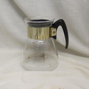Carafe à café Corning vintage en verre résistant à la chaleur avec couvercle Carafe à café en pyrex motif étoile atomique 6 tasses