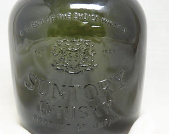 SALE Vintage Suntory Whisky Bottle Dark Green Embossed Glass Bottle With Metal Cap Whiskey Bottle Product Of Japan Whiskey Bottle