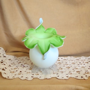 SALE Vintage Hand Blown Jack In The Pulpit Vase Uranium Glass Vaseline Glass Cased Glass Vase Satin Glass Vase Frosted Glass Vase