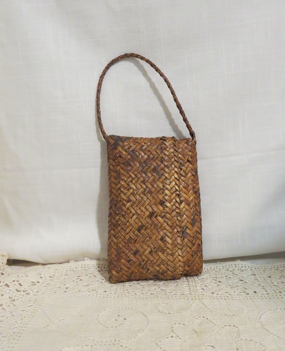 Vintage Hand Woven Bag With Strap Hand Woven Purse - image 1