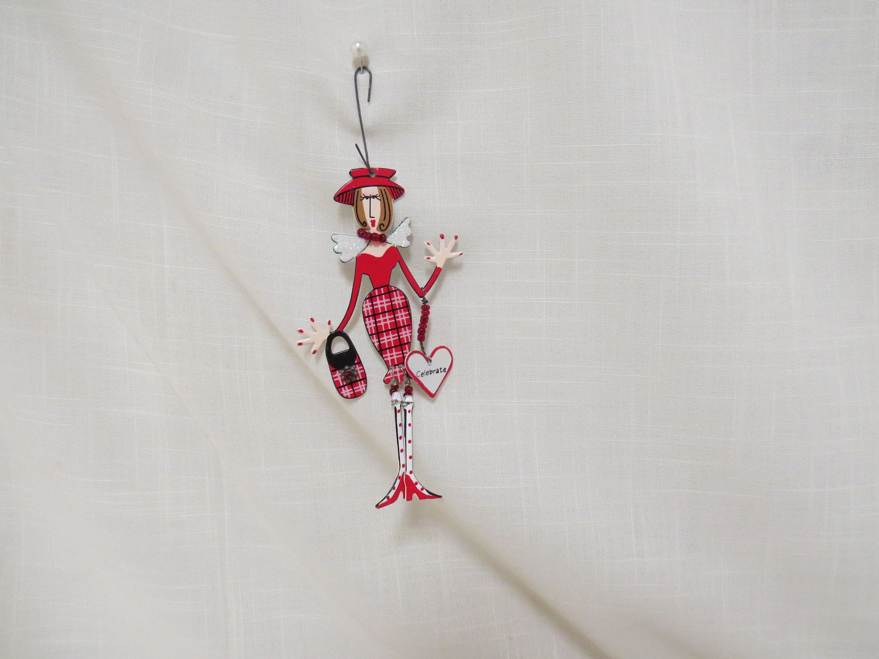 Vintage Lady Celebrate Ornament Articulated Shopping Angel Etsy Canada