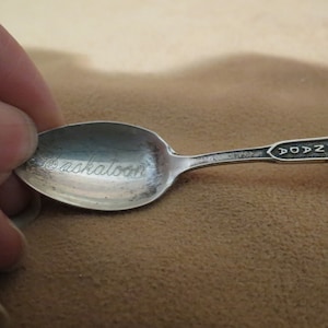 SALE Vintage Saskatoon Souvenir Spoon Hand Engraved Spoon Canada Souvenir Spoon Enameled Stem Spoon BMCo Sterling Silver Spoon