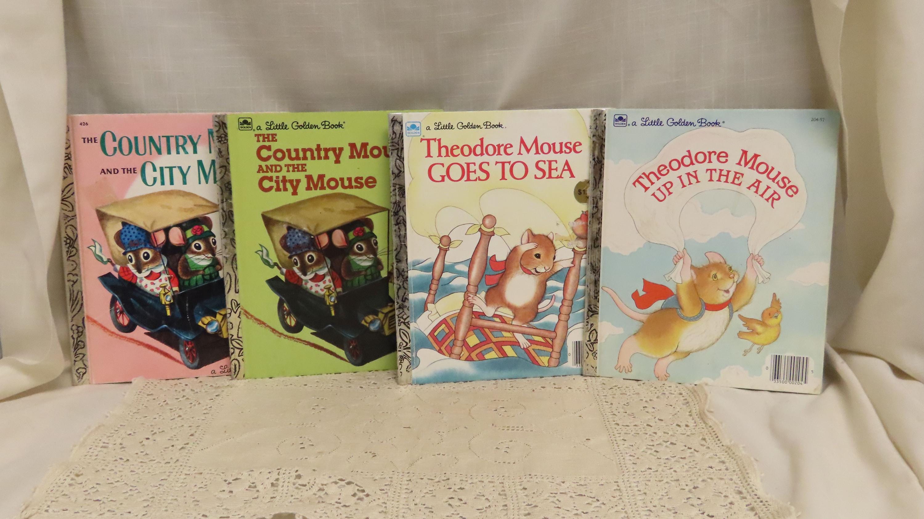 4 Vintage Little Golden Books Country Mouse and City Mouse