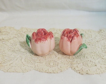 Vintage Sylvan's Roses Hand Painted Salt and Pepper Shakers California Pottery Salt and Pepper Shakers Pasedena California