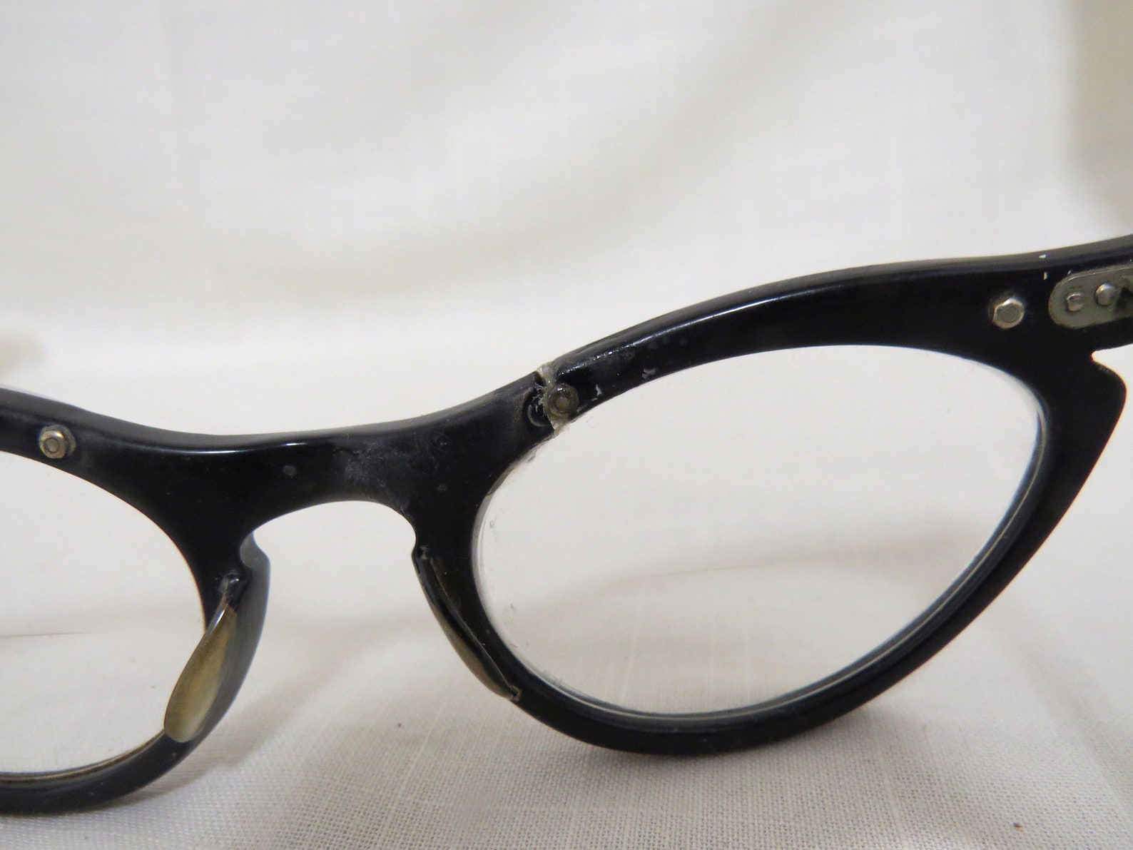 SALE Vintage Cats Eye Glasses Marine Black Silver Bifocal Etsy