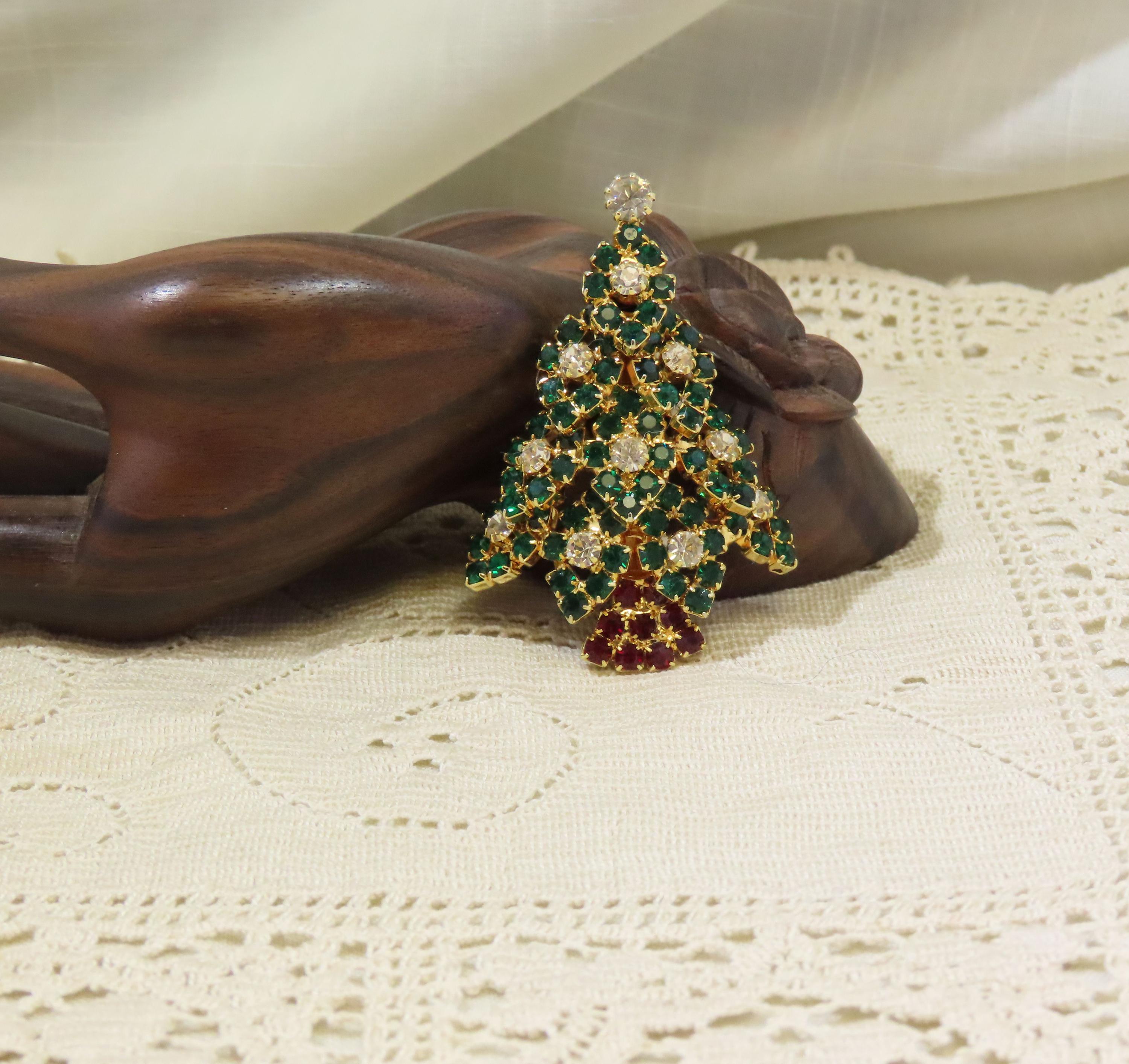 Vintage Eisenberg Ice Multi Colored Stone Christmas Tree