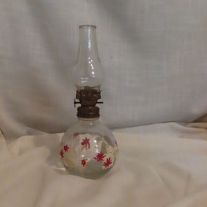 SALE Vintage Miniature Oil Lamp Kerosene Lamp Hand Painted Lamp