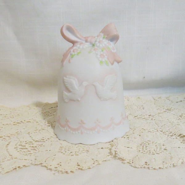 Vintage Lefton Wedding Bell Hand Painted Bisque Porcelain Bell Christopher Collection TWL-00944