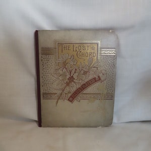 VENTE livre de poésie ancienne The Lost Chord lithographie sur plaque de cuivre gravures Illustrations Pages dorées à l'or fin livre de la période esthétique victorienne
