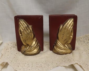 SALE Vintage Holy Bible Bookends Durer Praying Hands Study Of The Hands Of The Apostle