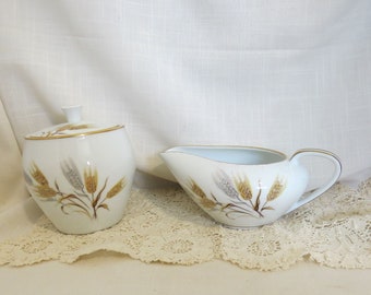 SALE Vintage Noritake China Wheaton Porcelain Creamer and Sugar Bowl With Lid Covered Sugar Bowl