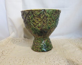 SALE Vintage Lefton Indoor Planter Green Leaf With Label