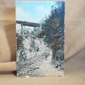 VERKAUF Antike Jakobsleiter Watkins Glen New York Souvenir Postkarte Unbenutzt