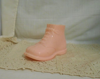 Vintage Bank Havatoy Plastic Baby Shoe Bank No. 42 Pink Plastic Shoe Bank