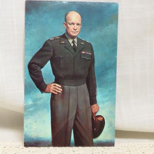 Vintage WWII Postkarte Dwight D. Eisenhower General Der Armee Portrait Thomas E. Stephens Unbenutzte Postkarte