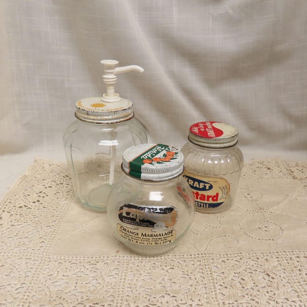 Vintage Kraft and French Mustard Jars Florida Lapham Orange Marmalade