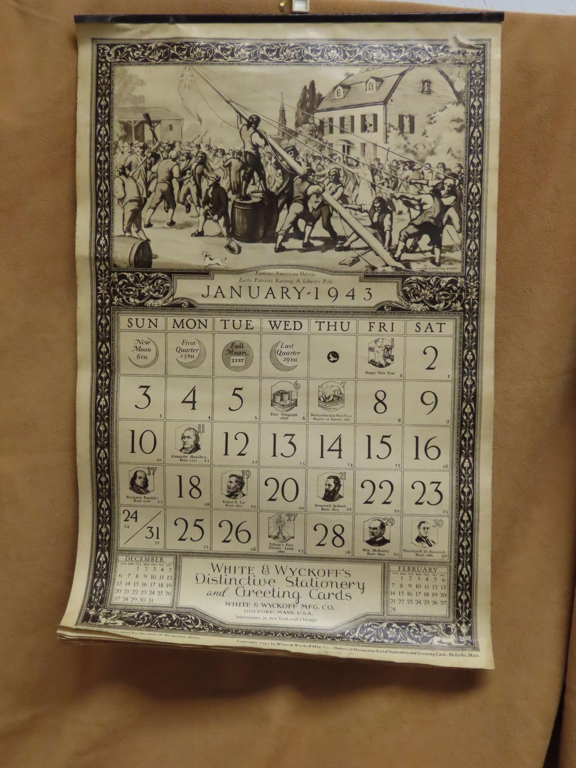 1943 Calendar - Etsy UK