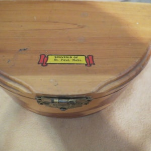 SALE Vintage Souvenir Cedar Box St. Paul Nebraska Half Round Box Brass Hardware
