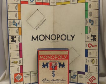 Juego de mesa Monopoly vintage, casas de madera, hoteles de madera, fichas de madera, edición del frente interno de la Segunda Guerra Mundial