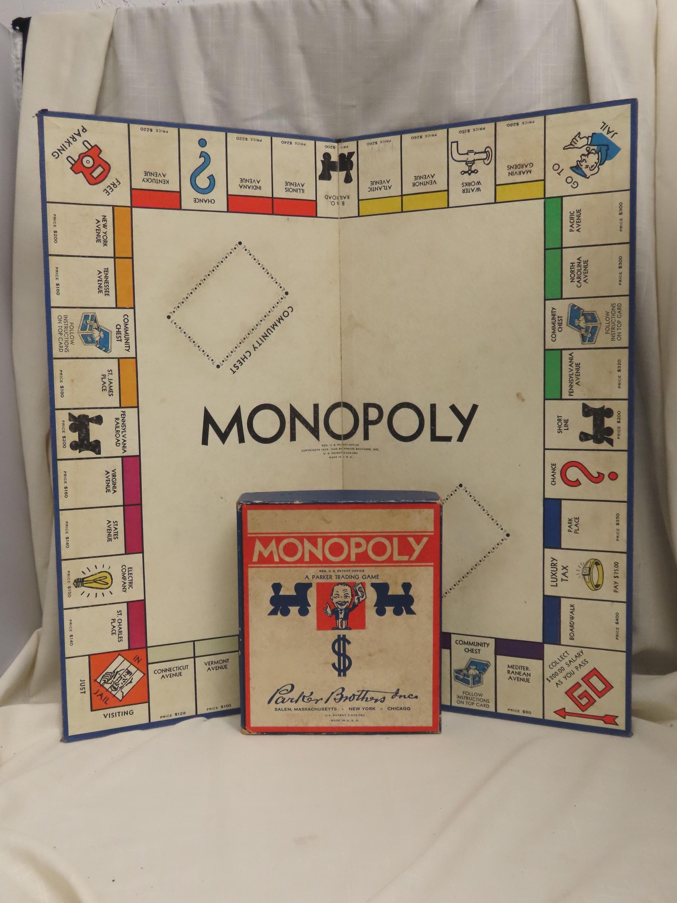 Vintatge Monopoly Board Game Wooden Houses Wooden Hotels Wooden