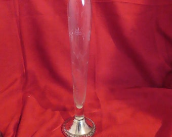 Vintage Cut Glass Sterling Silver Bud Vase Duchin Silver Vase