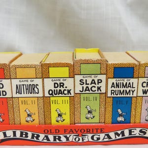 VintagespielRussell-Spielebibliothek-Kartenspiele 6 Volumenset Alte Maid Autoren Dr. Quack Slap Jack Tier Rummy Kreuzworträtsel Alle mit Anweisungen