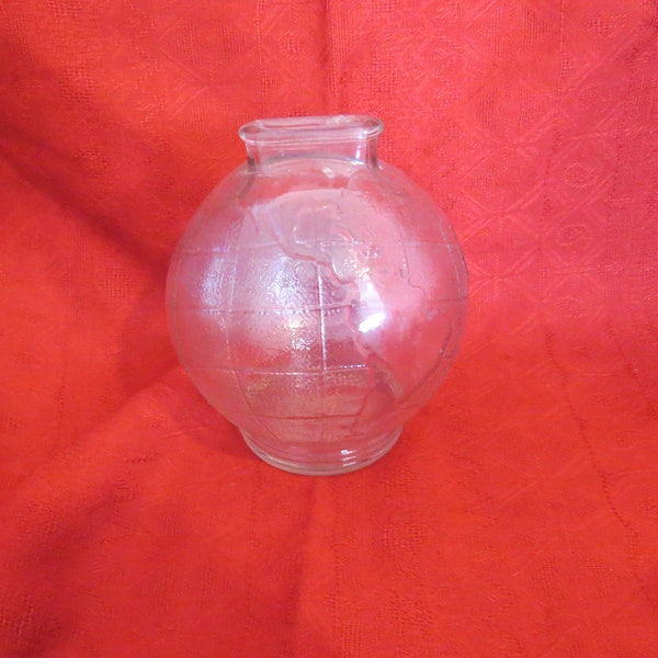 Vintage Globe Bank World Bank Earth Bank Embossed Glass Coin Bank