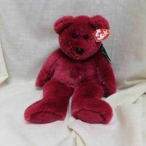 Vintage Ty Beanie Buddy Teddy The Beaning Baby Cranberry Color With Hang Tag Plush Toy Teddy Bear