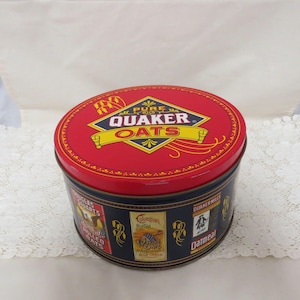 Vintage Quaker Oats Tin Cookie Tin Advertisement Advertising Lithographed Tin