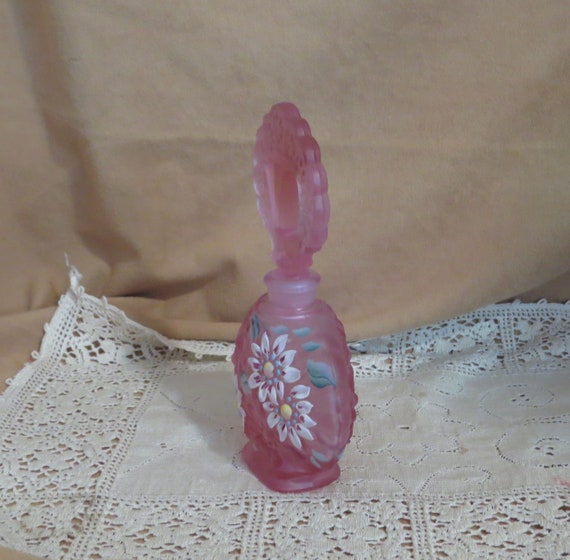 Vintage Fenton Perfume Bottle Hand Painted Artist… - image 3