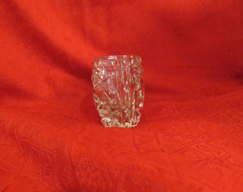 Vintage Crystal Toothpick Holder Pressed Glass Polished Top Etsy