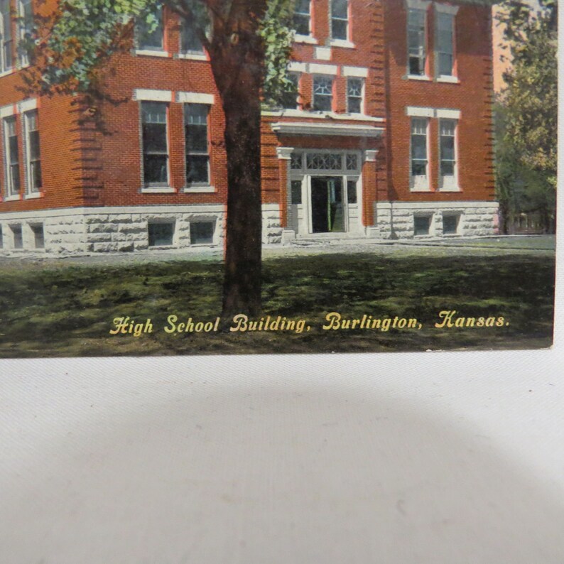 SALE Antique Postcard Burlington Kansas High School Building Etsy