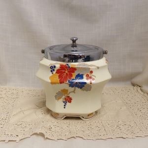 Antike Enlish Keksdose Mit Griff Art Deco Jugendstil Vergoldetes Alter Edwardian Britisch Made In England