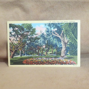 VENTE vintage Bixby Park Long Beach Californie carte postale souvenir Carte postale inutilisée Carte postale en lin