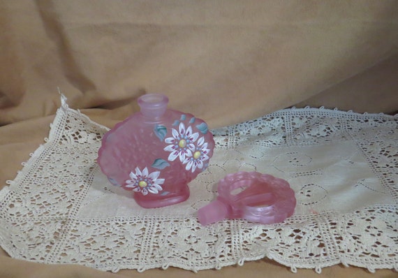 Vintage Fenton Perfume Bottle Hand Painted Artist… - image 5