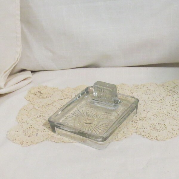 Antique Glass Match Holder Etsy
