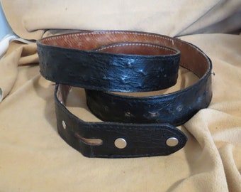 Vintage Black Ostrich Hide Belt Made In USA Western Belt Cowboy Belt
